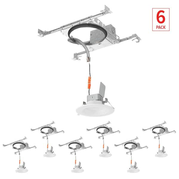 6 in. Selectable CCT Integrated LED White can less Baffle with New Construction Mounting Frame, Light Kit (6-Pack)