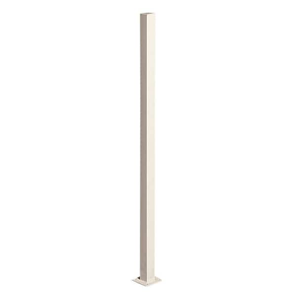 Unbranded 2 in. x 2 in. x 3 ft. Navajo White Metal Fence Post with Flange and Post Cap