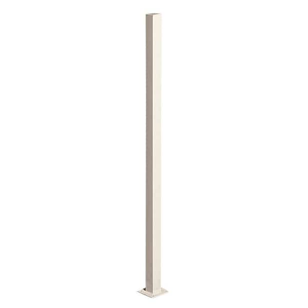 US Door and Fence 2 in. x 2 in. x 3 ft. Navajo White Metal Fence Post with Flange and Post Cap