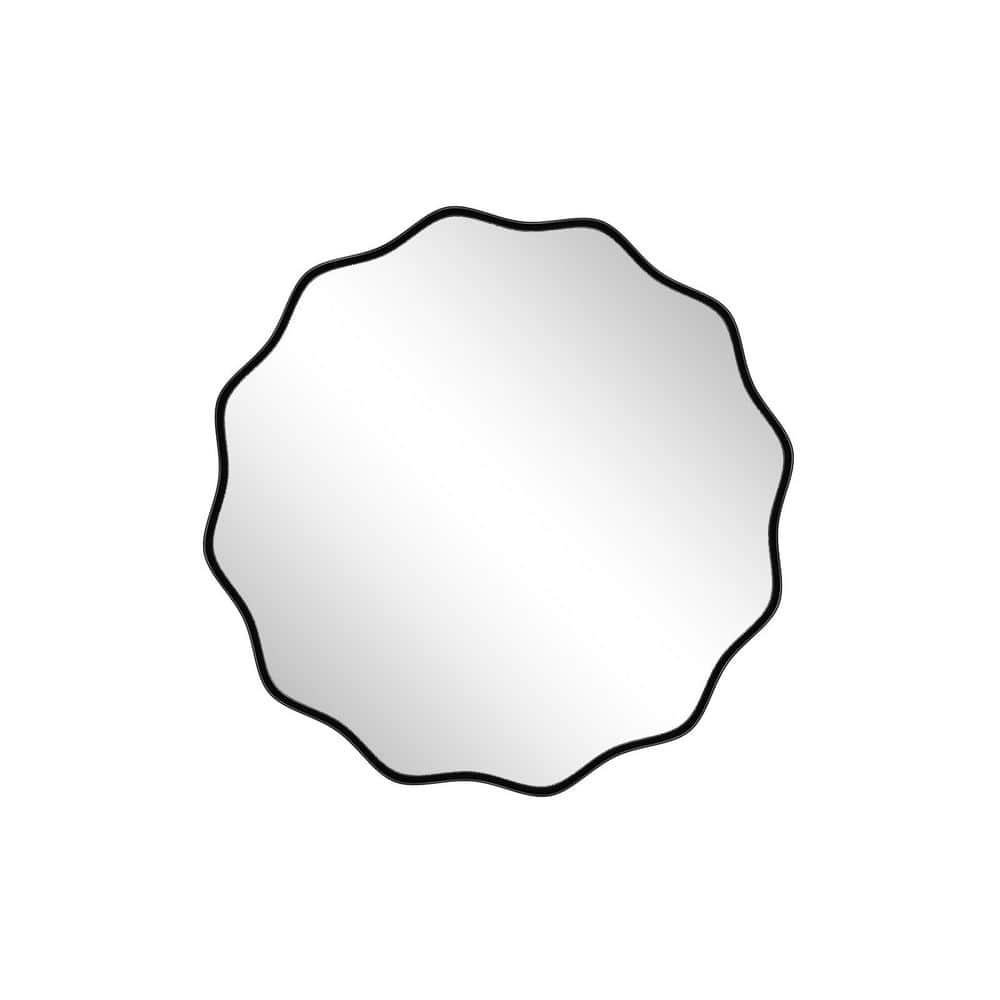 Black 24 in. W x 24 in. H Round Modern Aluminum Alloy Deep Framed with Decorative Border Wall Mirror price history on PriceWatchPro