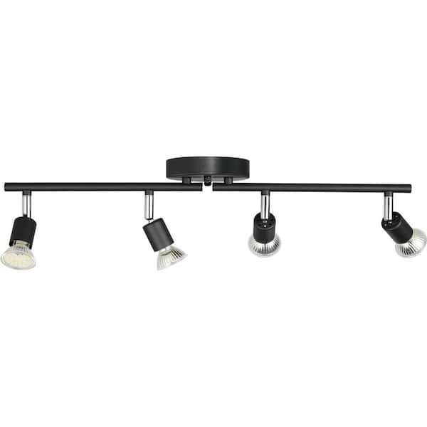 SVOPES 4 Pack-Light LED Track Lighting Set, Black, 24.8 in. Integrated LED Fixed Track, Cylinder 5 W 3000 K 400 lm
