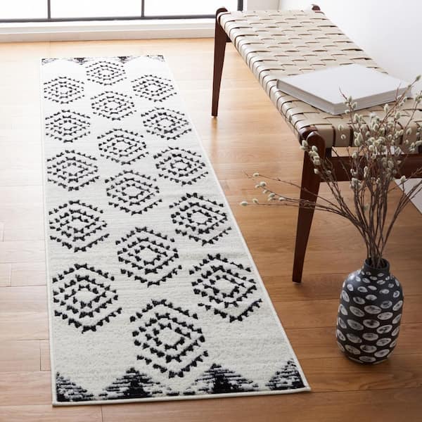 Skyler 2 ft. x 8 ft. Ivory/Black Striped Geometric Runner Rug