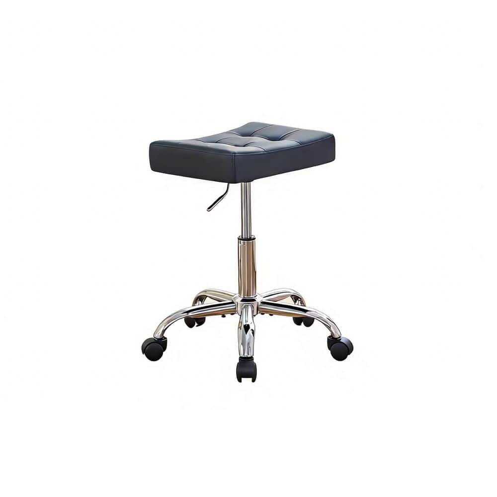 Black Metal Adjustable Height 17-21 in. Tall Makeup Vanity Stool, Ergonomic Rolling Salon Stool for Hair Stylist price history on PriceWatchPro