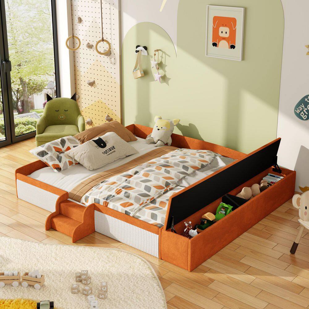 Brown/White Queen/King Size Daybed with Stairs & Gas Lift Storage Ottoman price history on PriceWatchPro