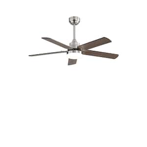 42 in. Indoor Brown Low Profile Standard Ceiling Fan with LED Noiseless Reversible DC Motor Remote Control 5-Blades