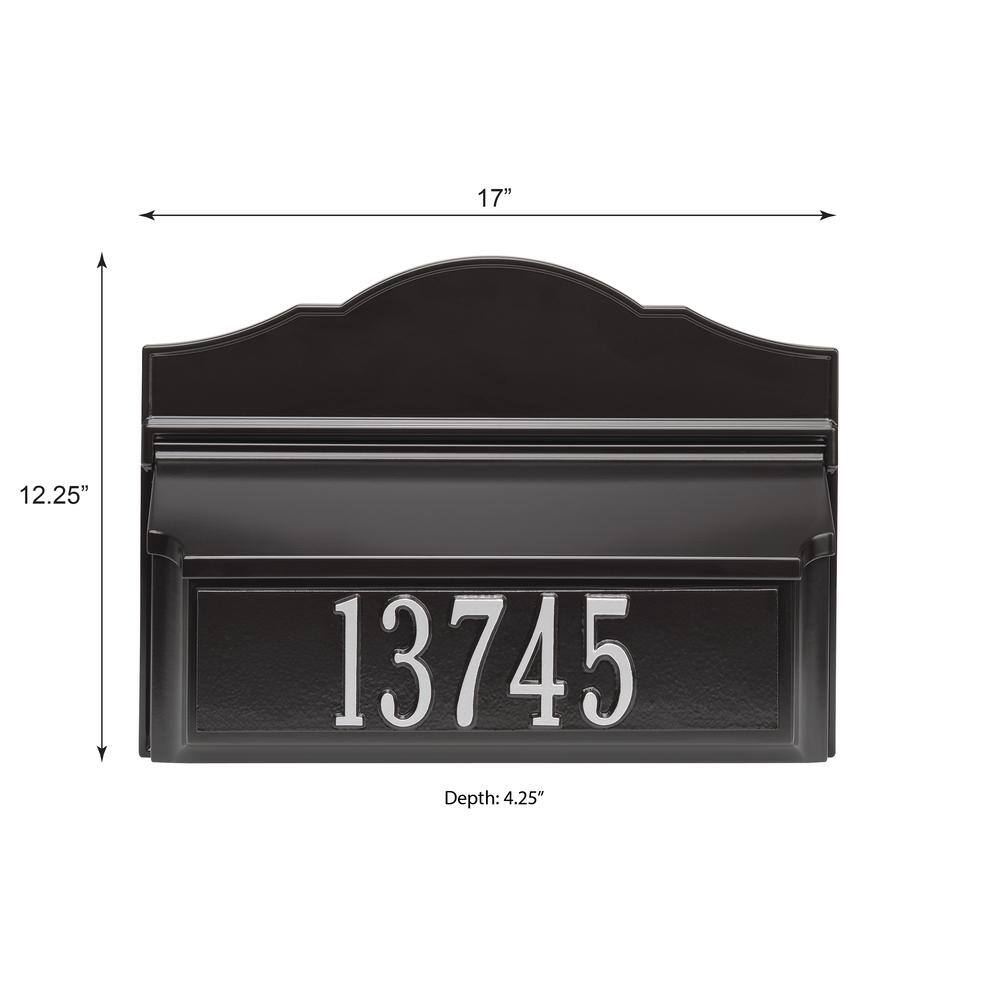 Black and Silver Aluminum Wall Mount Mailbox with Address Plaque