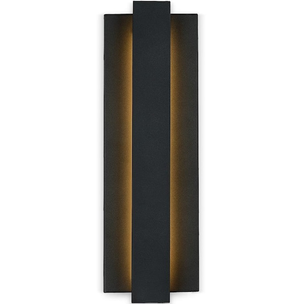TRUE FINE Reflect 18.7 in. Black Modern/Contemporary LED Outdoor Wall Light Lantern Sconce