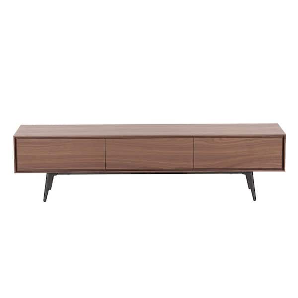 JASIWAY 70.8 in Mid-Century Walnut TV Stand With 3-Drawers For TVs Up to 75 in.