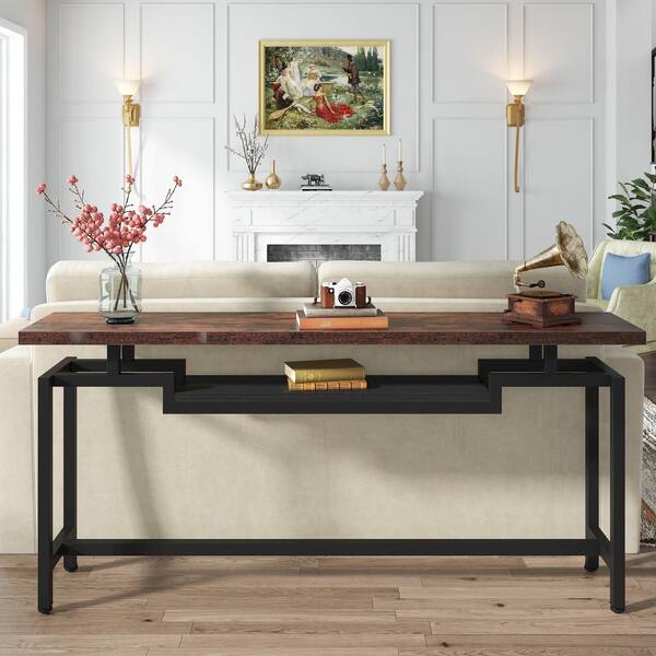 BYBLIGHT Turrella 70.9 in. Wood Vintage Brown Sofa Table and Industrial Console  Table and Narrow Long Sofa Skinny Hallway Table BB-XJ0037GX - The Home Depot