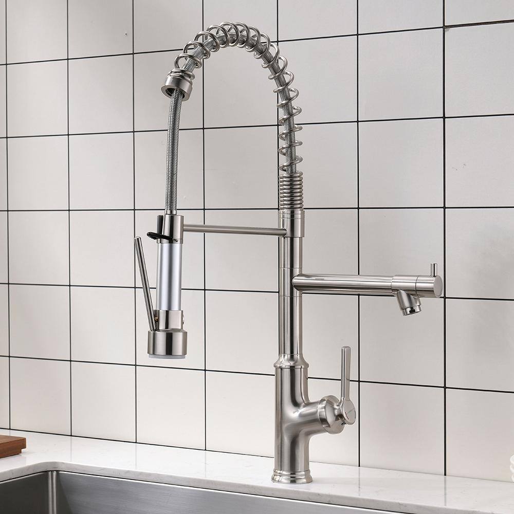 Brushed Nickel Stainless Steel Pull Down Kitchen Faucet