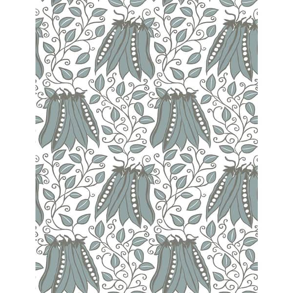 A-Street Prints Peas in a Pod Turquoise Garden Turquoise Wallpaper Sample