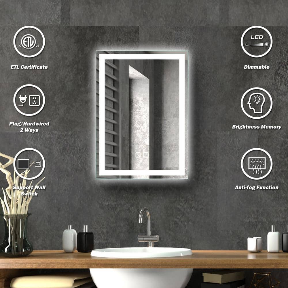 HOMLUX Rectangular Frameless LED Bathroom Vanity Mirror