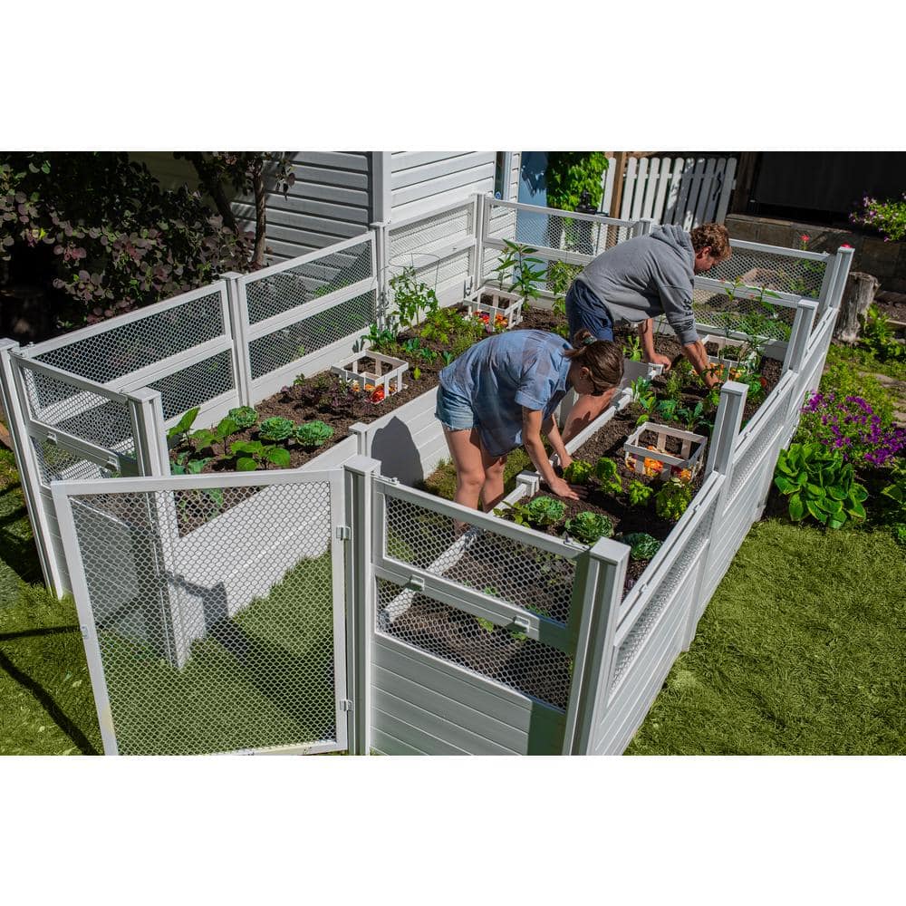 12 ft x 8 ft White Vinyl Keyhole Composting Garden Bed