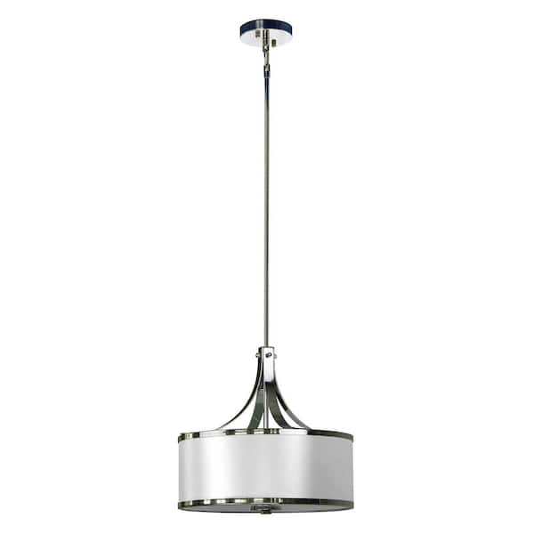 Illumine 3-Light Chrome Chandelier with Pristine White Fabric Shade