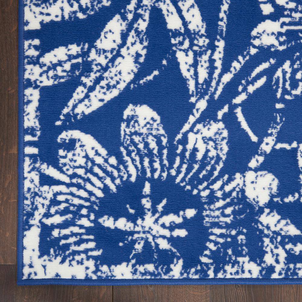 Navy Floral Charm 5' x 7' Synthetic Reversible Area Rug