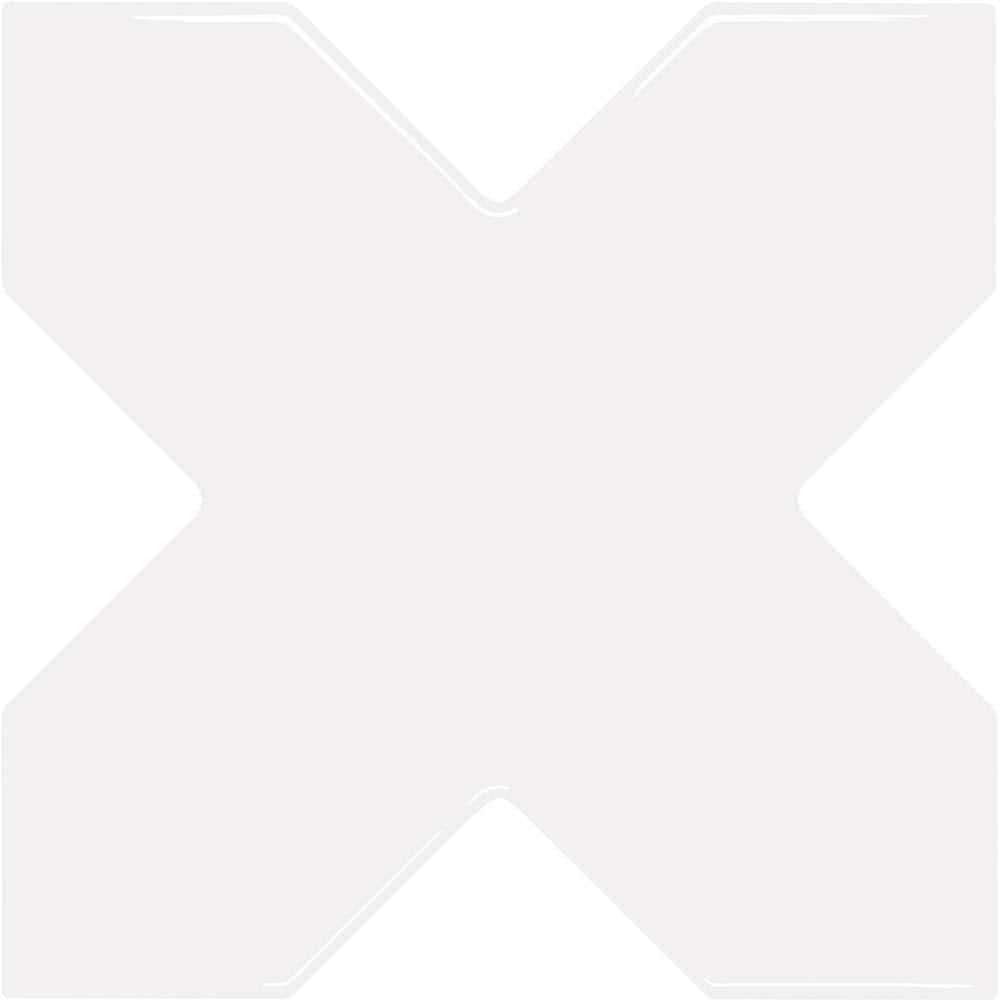 Apollo Tile Siena White 5.35 in. x 5.35 in. Glossy Ceramic Cross-Shaped ...