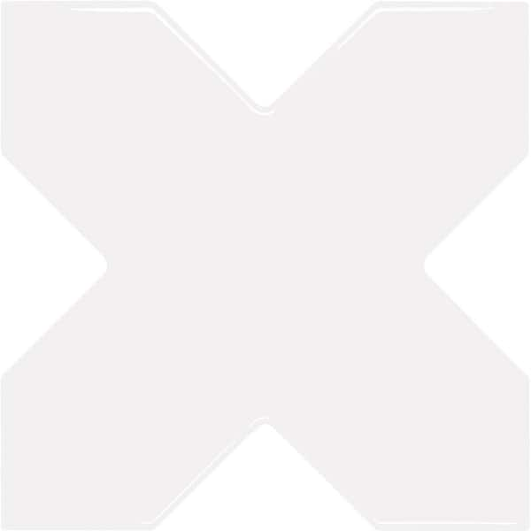 Apollo Tile Siena White 5.35 in. x 5.35 in. Glossy Ceramic Cross-Shaped ...