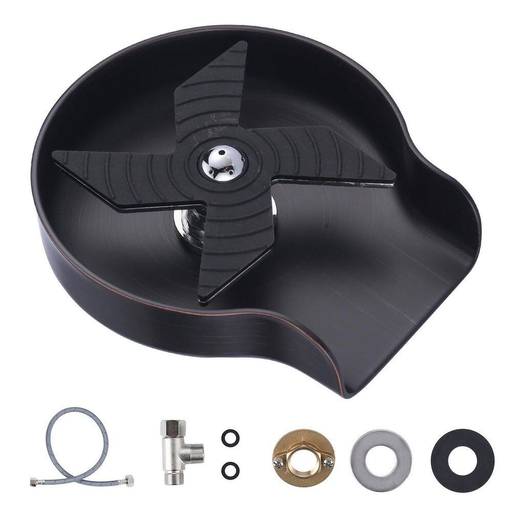 4 in. Stainless Steel Glass Rinser Cup Washer with Silicone Blade and Supply Lines for Kitchen Sink in Oil Rubbed Bronze price history on PriceWatchPro