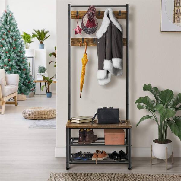 Dropship Coat Rack Shoe Bench Set; Hall Tree With Shoe Bench; Industrial Shoe  Rack Bench With Coat Rack; 7 Hooks For Entryway; Hallway; 5-in-1Design;  Brown to Sell Online at a Lower Price