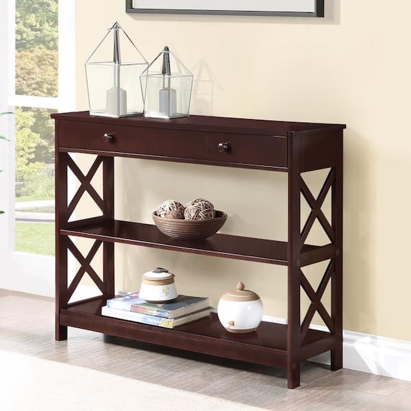 Convenience Concepts Oxford 40 in. Espresso Standard Rectangle Wood Console Table with 1-Drawer