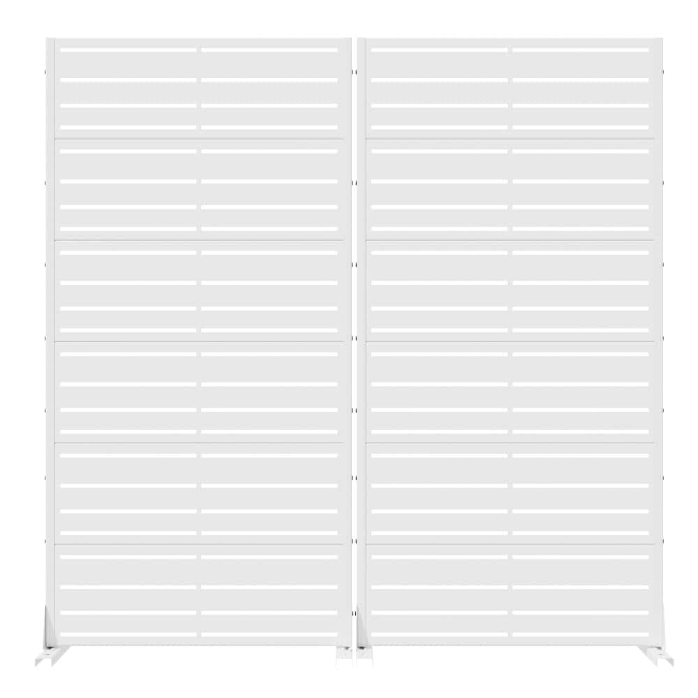 72 in. x 35 in. White Metal Wall Sculptures Garden Fence Privacy Screen Garden Screen Panels Set for Patio price history on PriceWatchPro