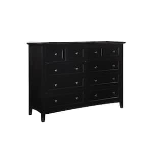 60 in. Black 8-Drawer Wooden Dresser Without Mirror