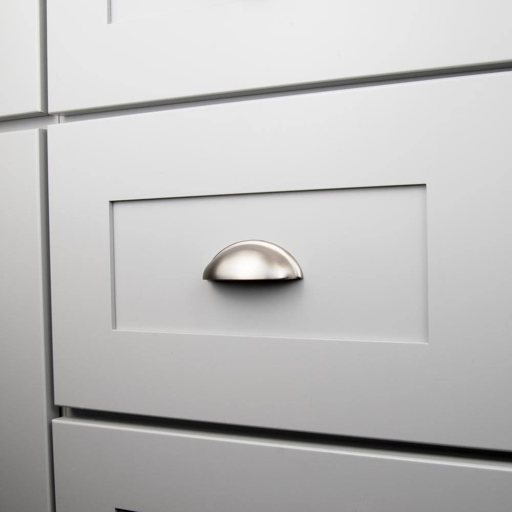 Satin Nickel Brushed Cup Drawer Pulls with Mounting Hardware