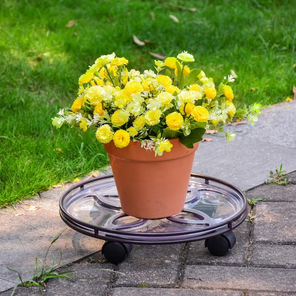 Vigoro 13.6 in. Brown Metal Plant Caddy (13.6 in. D x 2.8 in. H