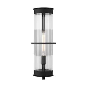 Alcona 1-Light Black Hardwired Outdoor Large Wall Lantern Sconce