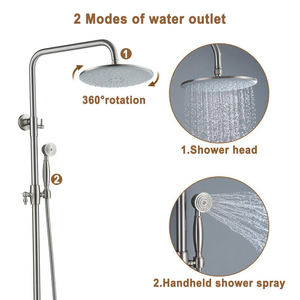 Brushed Nickel Adjustable Rainfall and Handheld Shower System