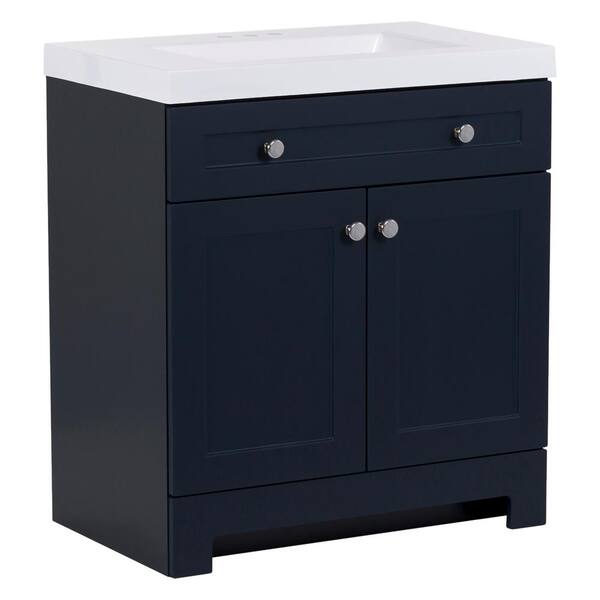 Glacier Bay Everdean 31 in. W x 19 in. D x 34 in. H Single Sink  Freestanding Bath Vanity in Deep Blue with White Cultured Marble Top  EV30P2-DB - The Home Depot