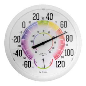 13.5 in. Analog Dial Thermometer with Color Scale Hygrometer