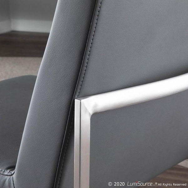 Lumisource Fuji Stainless Steel in Grey Faux Leather High Back