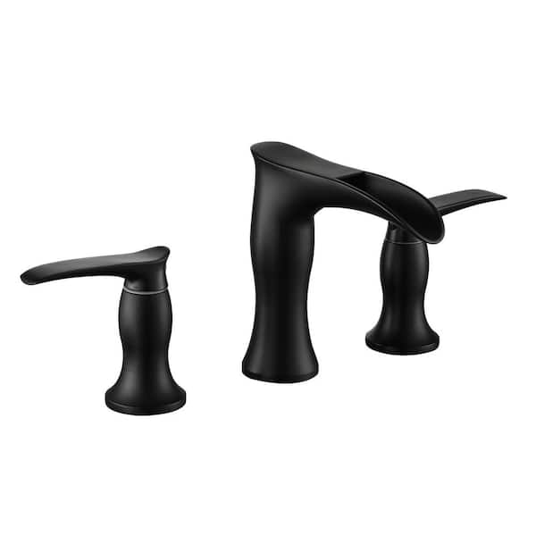 Dimakai 8 in. Widespread 3-Hole Double Handles Split Bathroom Faucet in Black