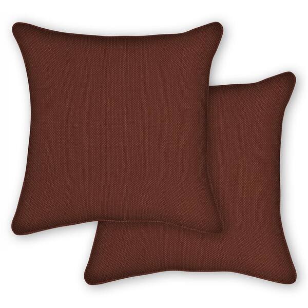 Honeycomb Outdoor Square Toss Pillow Sunbrella Xena Brick (Set of 2)