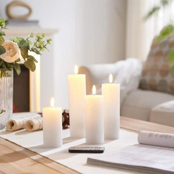 HEMSLY INC Modern White Slender Pillar LED Candles (Set of 4)