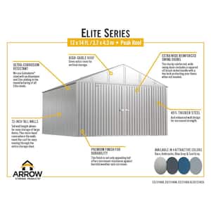 Elite Storage Shed 14 ft. W x 12 ft. D x 8 ft. H Metal Shed 168 sq. ft.