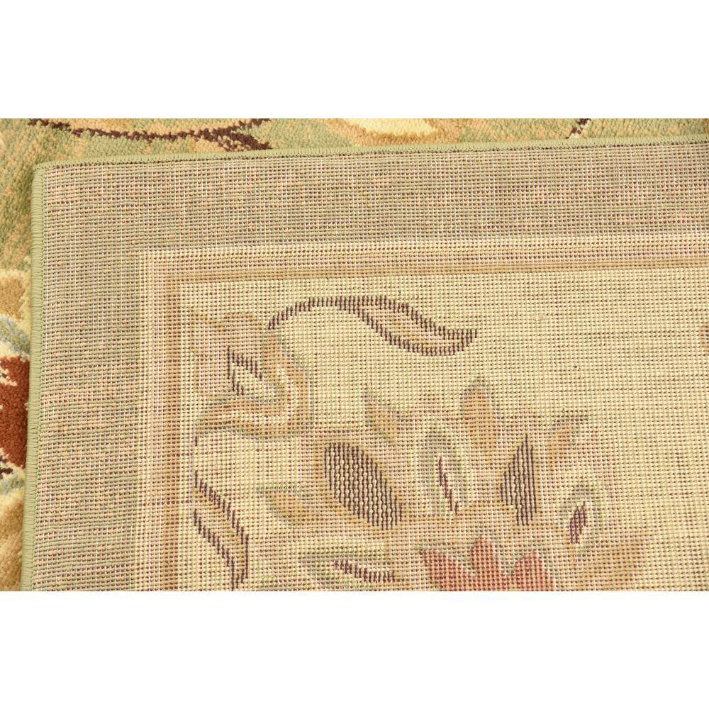 Green Floral Square Stain-Resistant Synthetic Area Rug