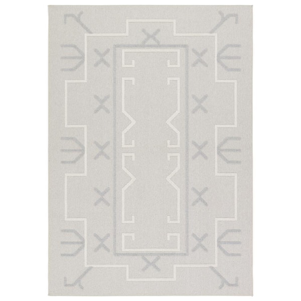 Kasinda 6 ft. x 9 ft. Gray/Cream Tribal Indoor/Outdoor Area Rug