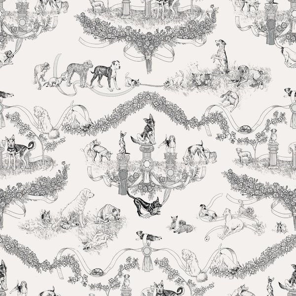 WallPOPs Rachel Antonoff NuWallpaper Black Worst in Show Matte Vinyl Peel and Stick Wallpaper Sample