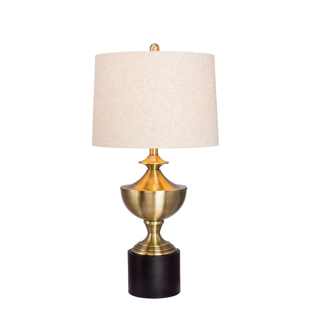 Fangio Lighting 30 in. Antique Brass Metal Table Lamp W-1498 - The Home  Depot