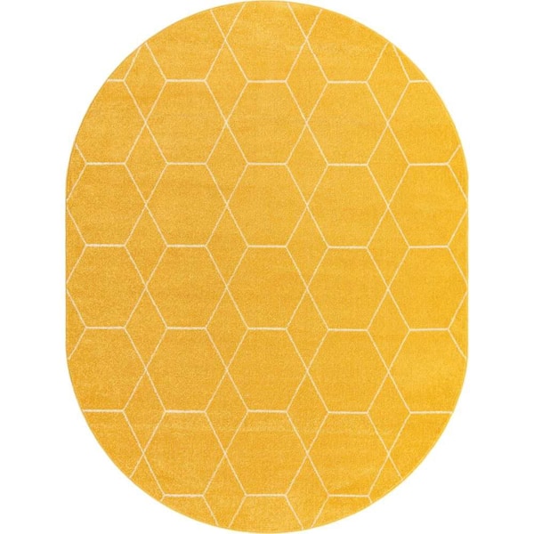 Trellis Frieze Geometric Yellow 7 ft. 10 in. x 10 ft. Area Rug