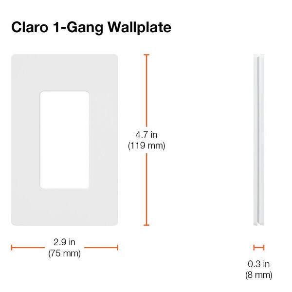 Lutron Claro 1 Gang Decorator Rocker Wallplate Gloss White Pack Cw Wh - Decora Wall Plate Dimensions