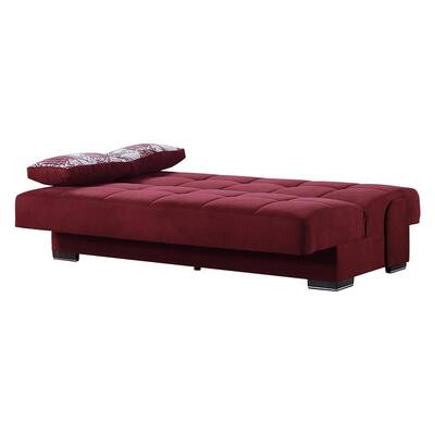 Soho 75 in. Burgundy Upholstery Convertible Sofabed with Storage
