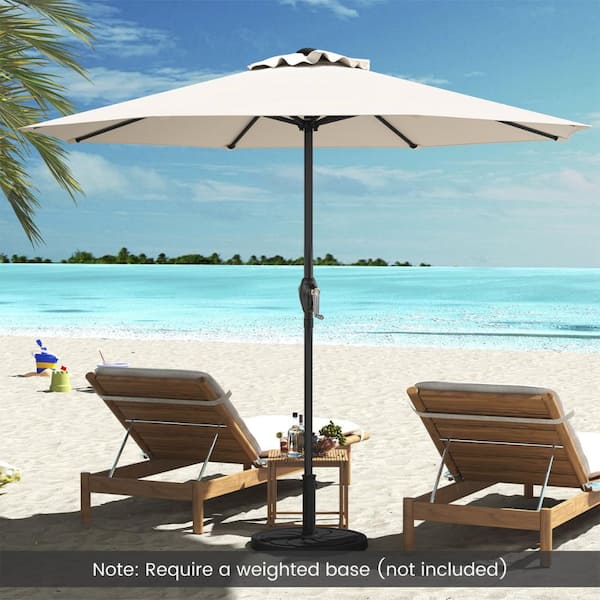 heavy duty umbrella for patio table PURPLE LEAF Round Tiltable Porch Poolside 8' Round / Light Grey With its clean beige canopy and sleek dark metal pole Flynama Mobile Outdoor Umbrella Stand,