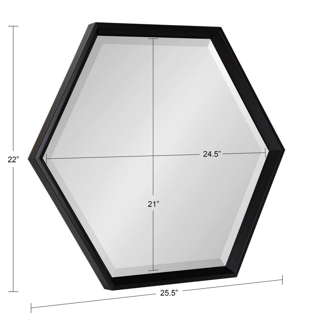 HexaGleam 30" Modern Black Hexagon Vanity Wall Mirror