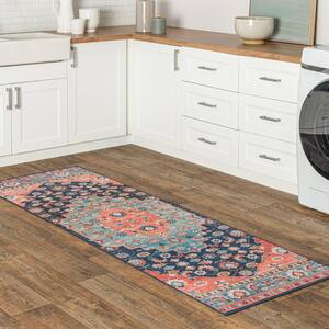 Francis Persian Medallion Machine Washable Blue 2 ft. 6 in. x 8 ft. Runner Rug