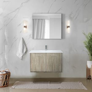 Fairbanks 36 in W x 20 in D Rustic Acacia Bath Vanity, White Quartz Top, Chrome Faucet Set and 28 in Mirror