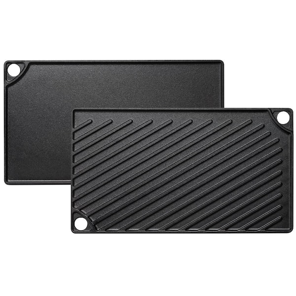 16.7 in x 9.5 in Reversible Cast Iron Grill Griddle Pre-Seasoned Black 1-Piece