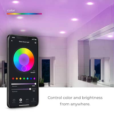 Wi-Fi Smart 3 in. Ultra Slim LED Recessed Lighting Kit 2-Pack, Multi-Color Changing RGB, Tunable White, Wet Rated
